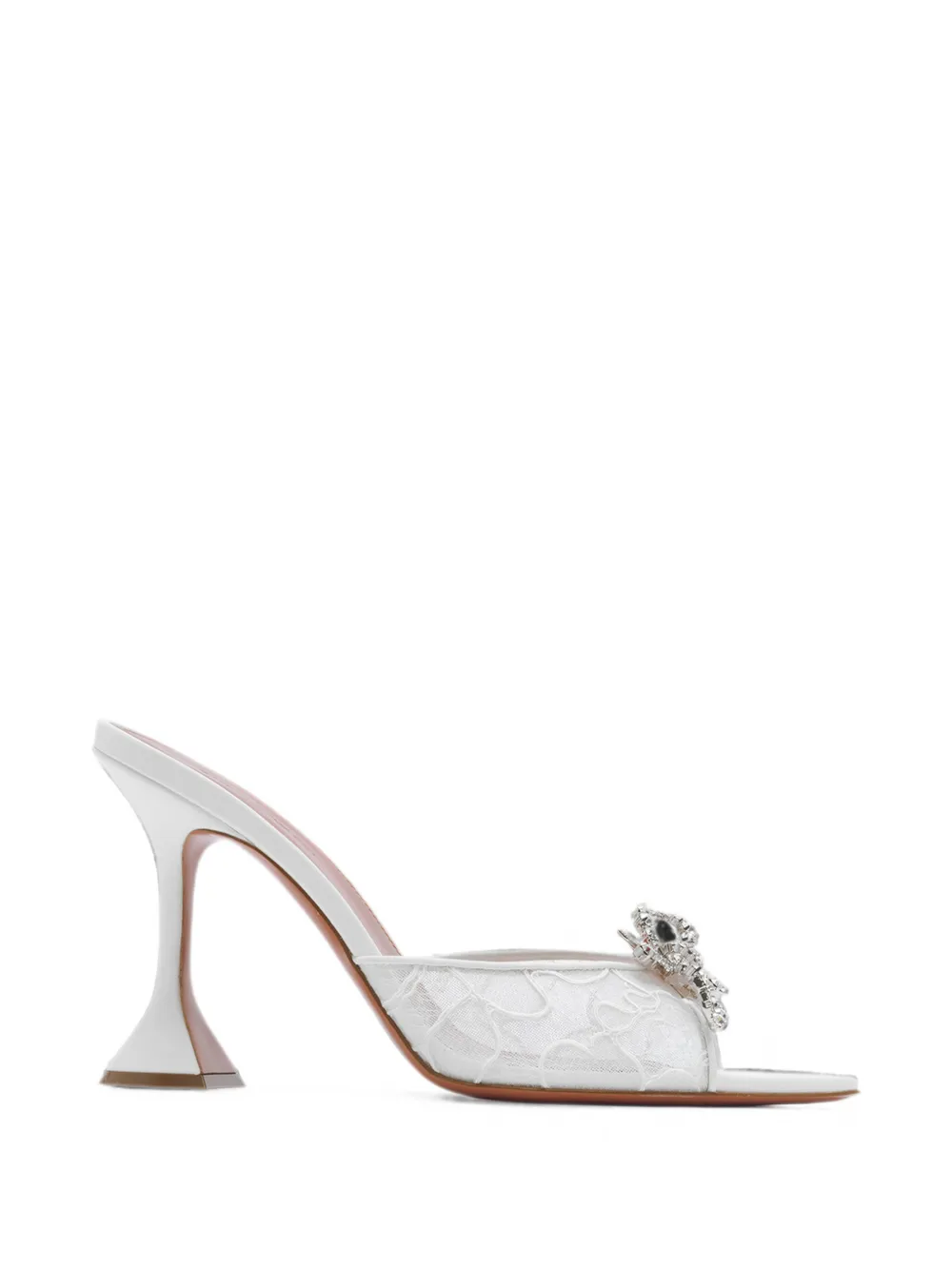 Amina Muaddi crystal-embellished lace sandals Wit