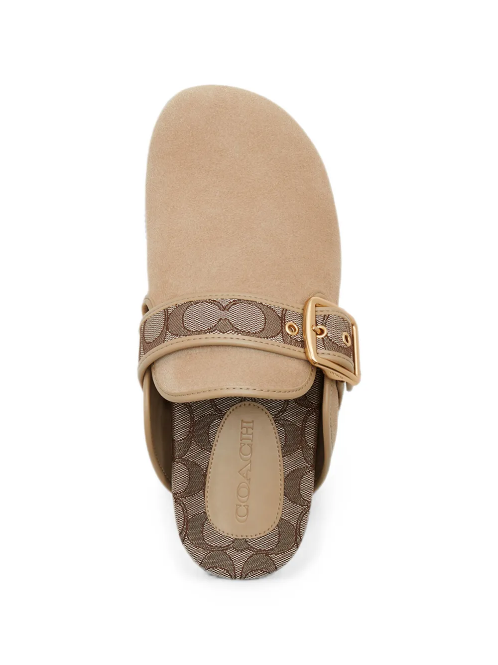 Coach monogram-pattern buckle-fastening mules Beige