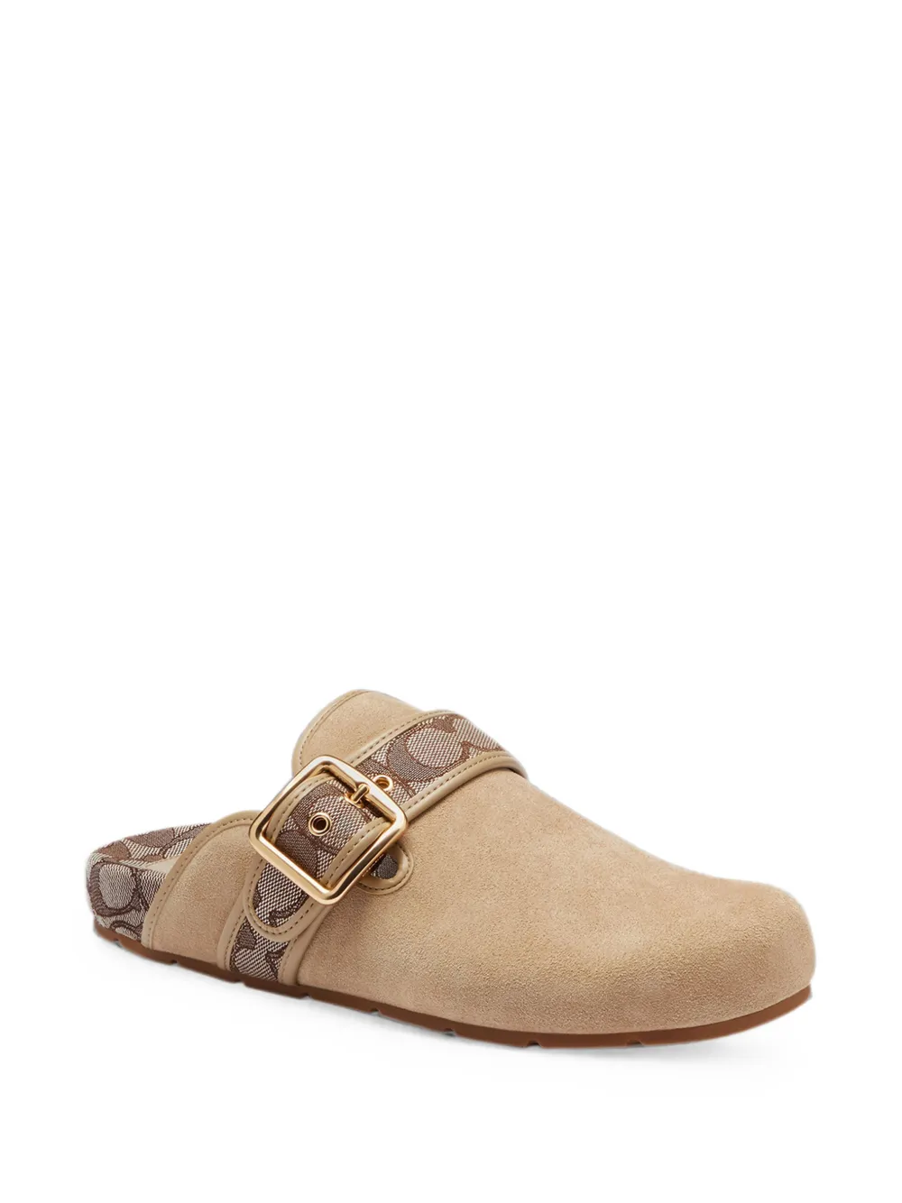 Coach monogram-pattern buckle-fastening mules Beige