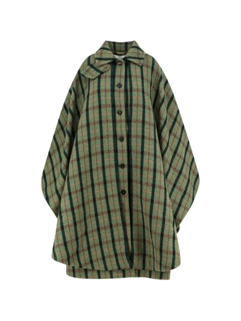 Chloé check-pattern button-down cape coat