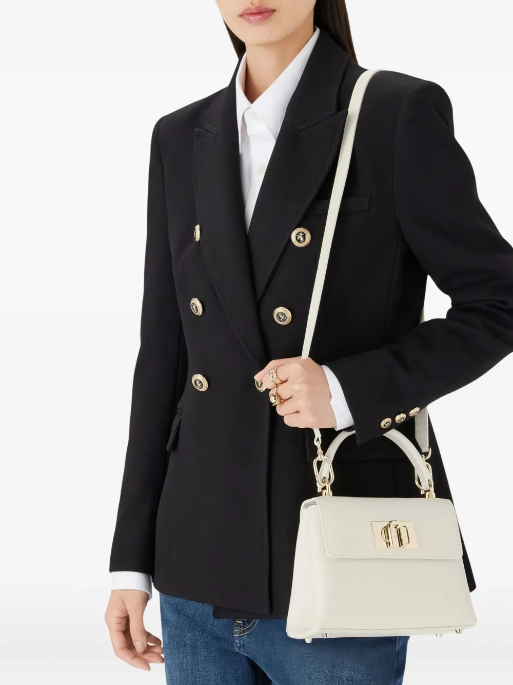 Furla Kleine 1927 leren shopper Beige