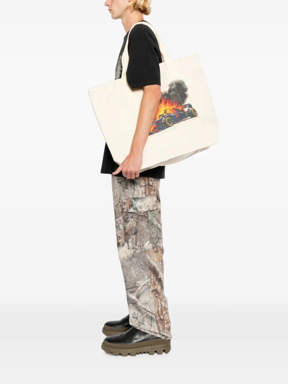 Melt Shopper met grafische print Beige