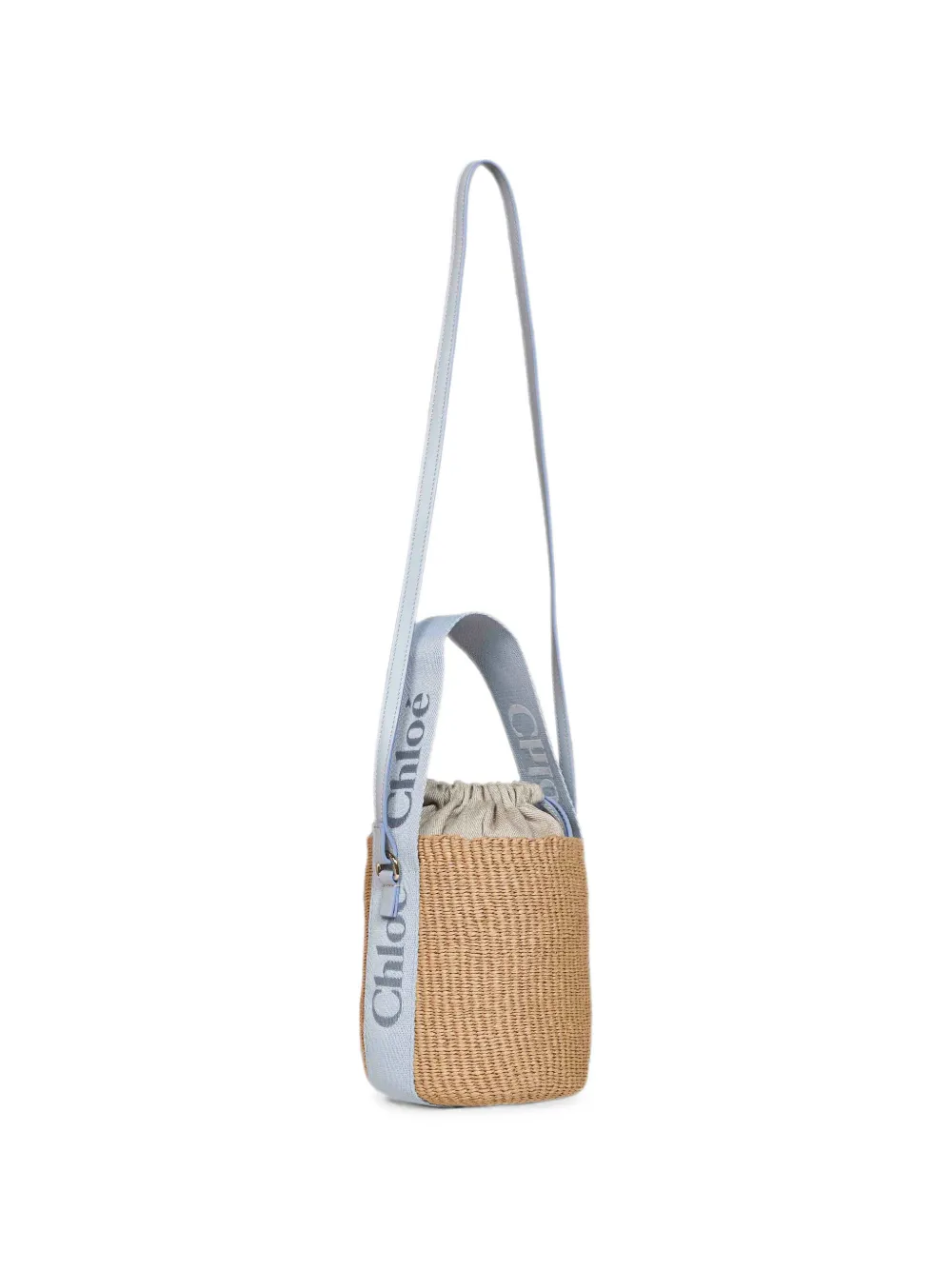 Chloé logo-embroidered woven-paper shoulder bag - Neutrals