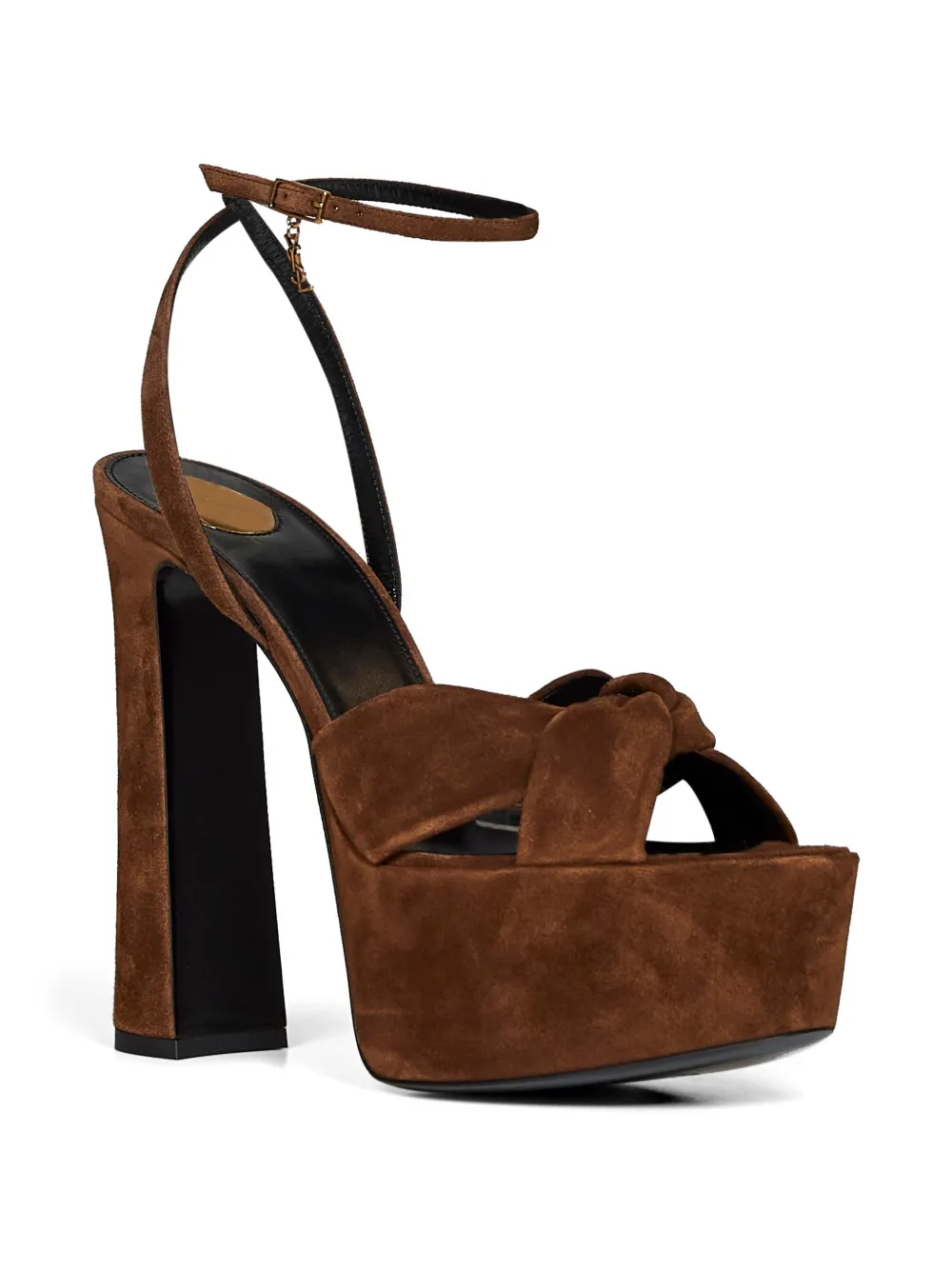 Saint Laurent Cassandre-charm cross-over sandals Bruin