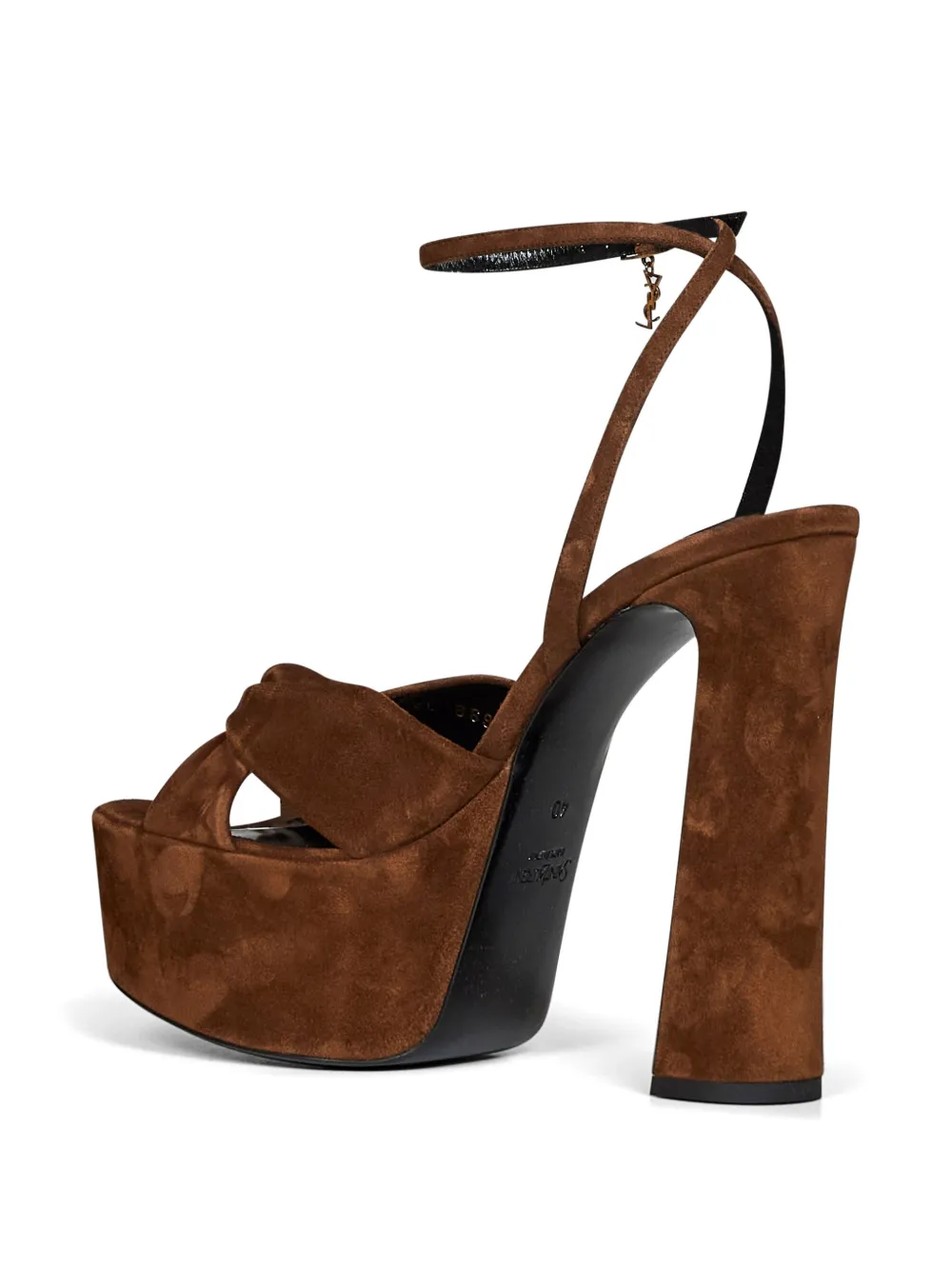Saint Laurent Cassandre-charm cross-over sandals Bruin