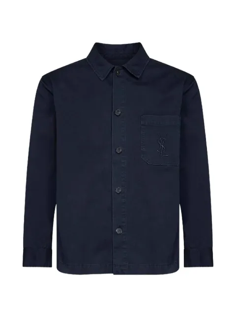 Saint Laurent Cassandre-embroidered cotton shirt
