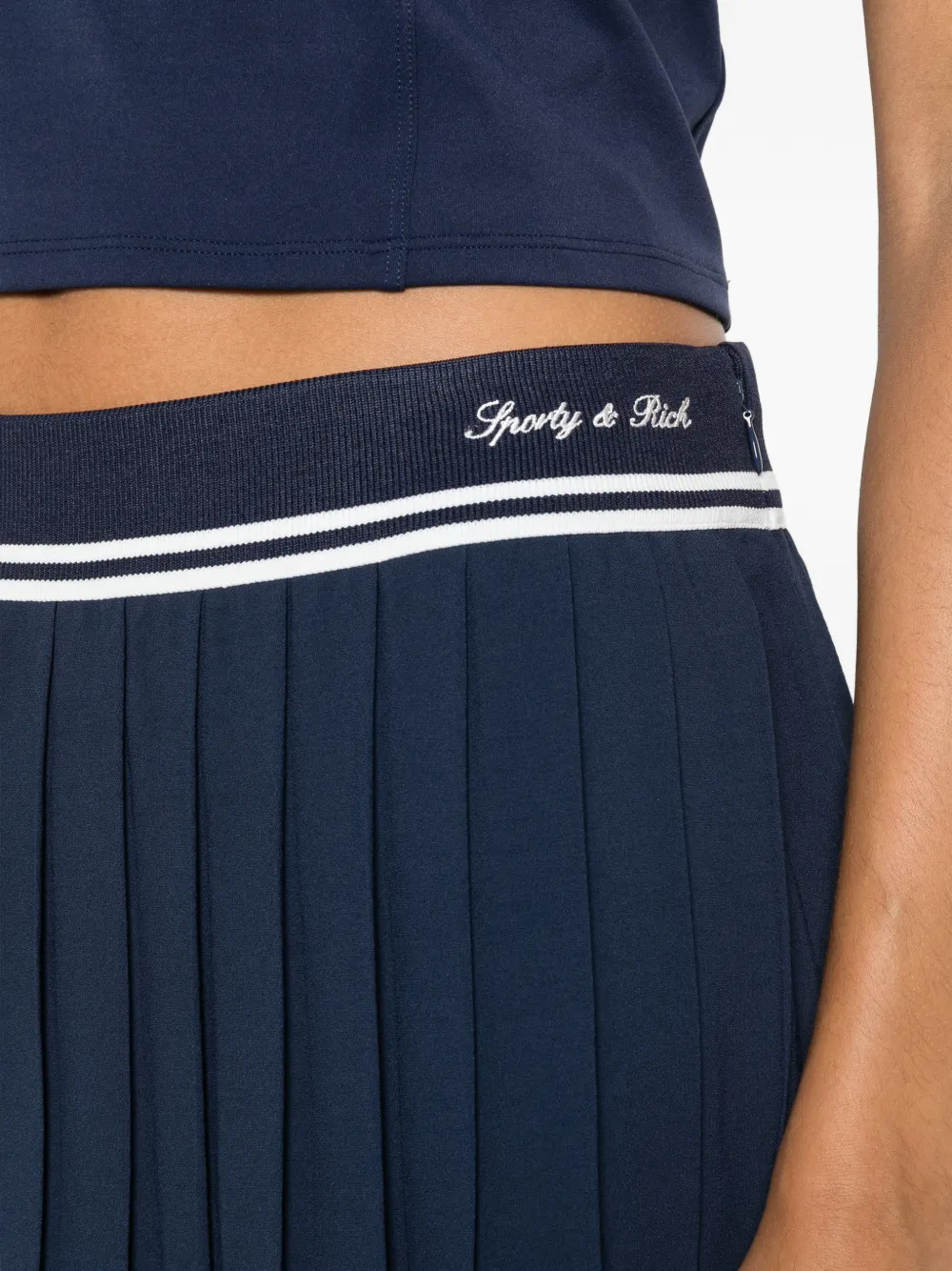 Sporty & Rich Abigail plooirok met geborduurd logo Blauw