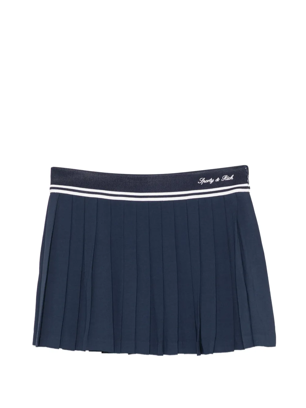 Sporty & Rich Abigail logo-embroidered pleated skirt - Blu