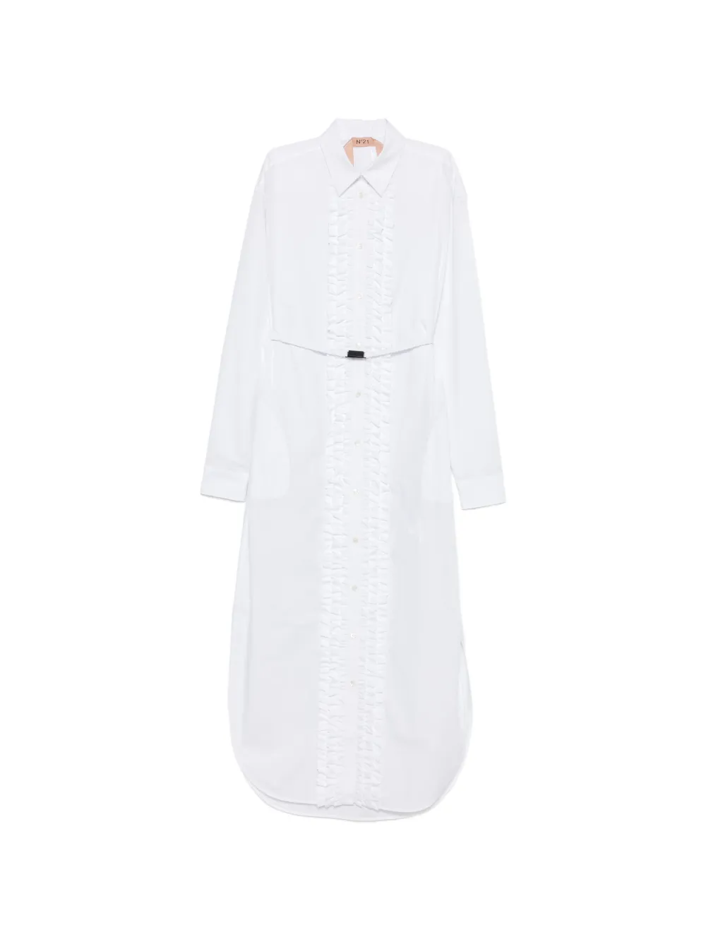 Nº21 ruffled belted midi dress - Bianco