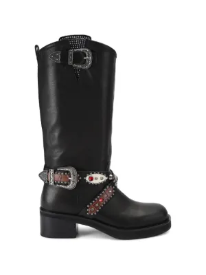 Toga Pulla Leather Cowboy Boots | Black | FARFETCH