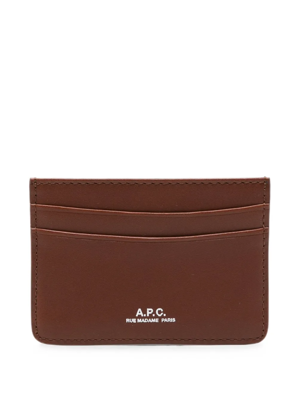 A.P.C. logo-print leather cardholder - Marrone