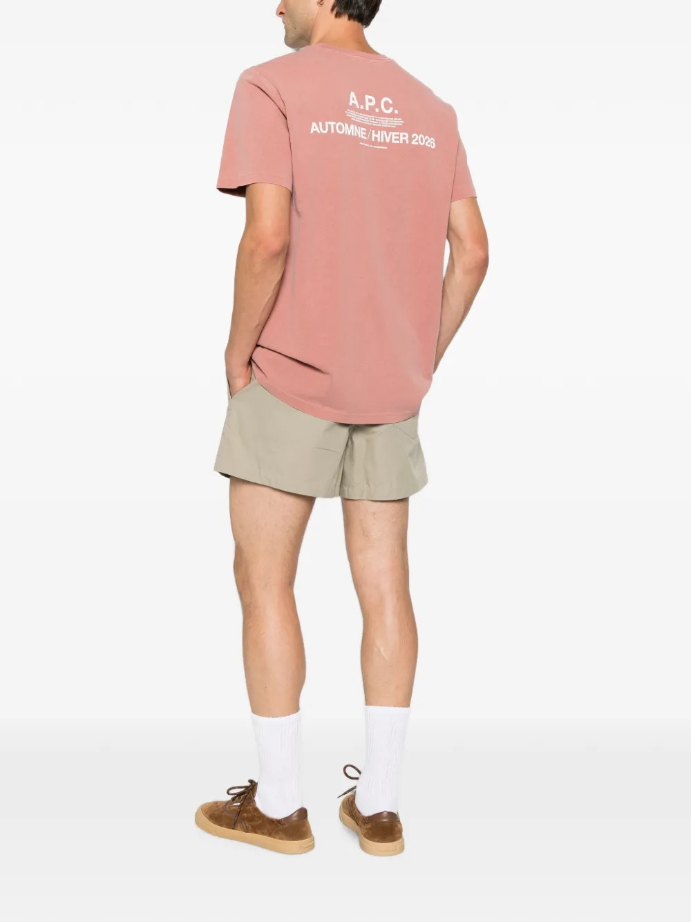 A.P.C. T-shirt met logoprint met ronde hals Bruin