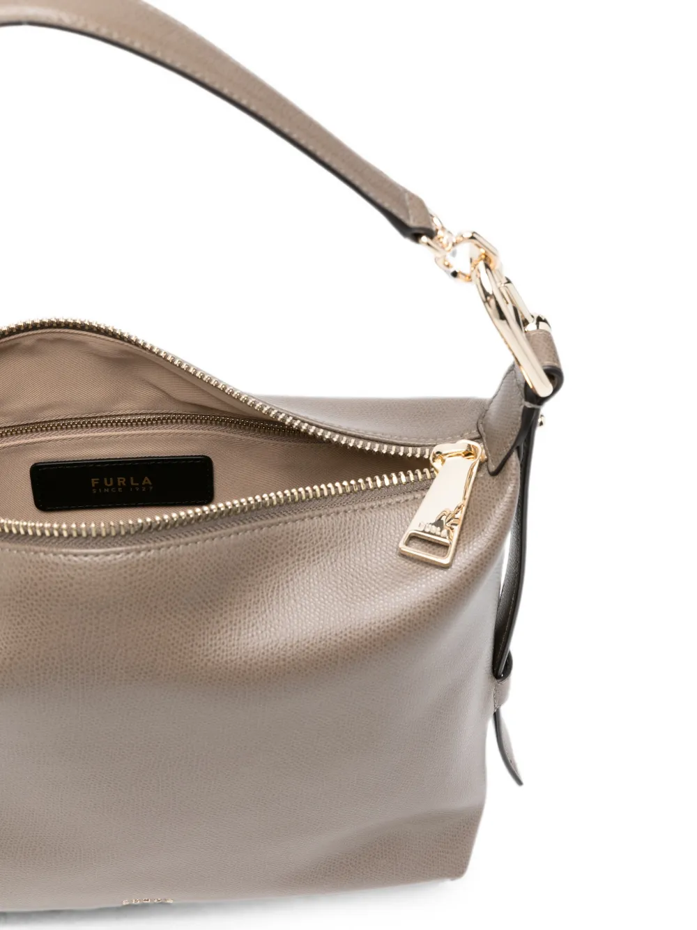 Furla Shopper van bewerkt leer met schakelketting Grijs