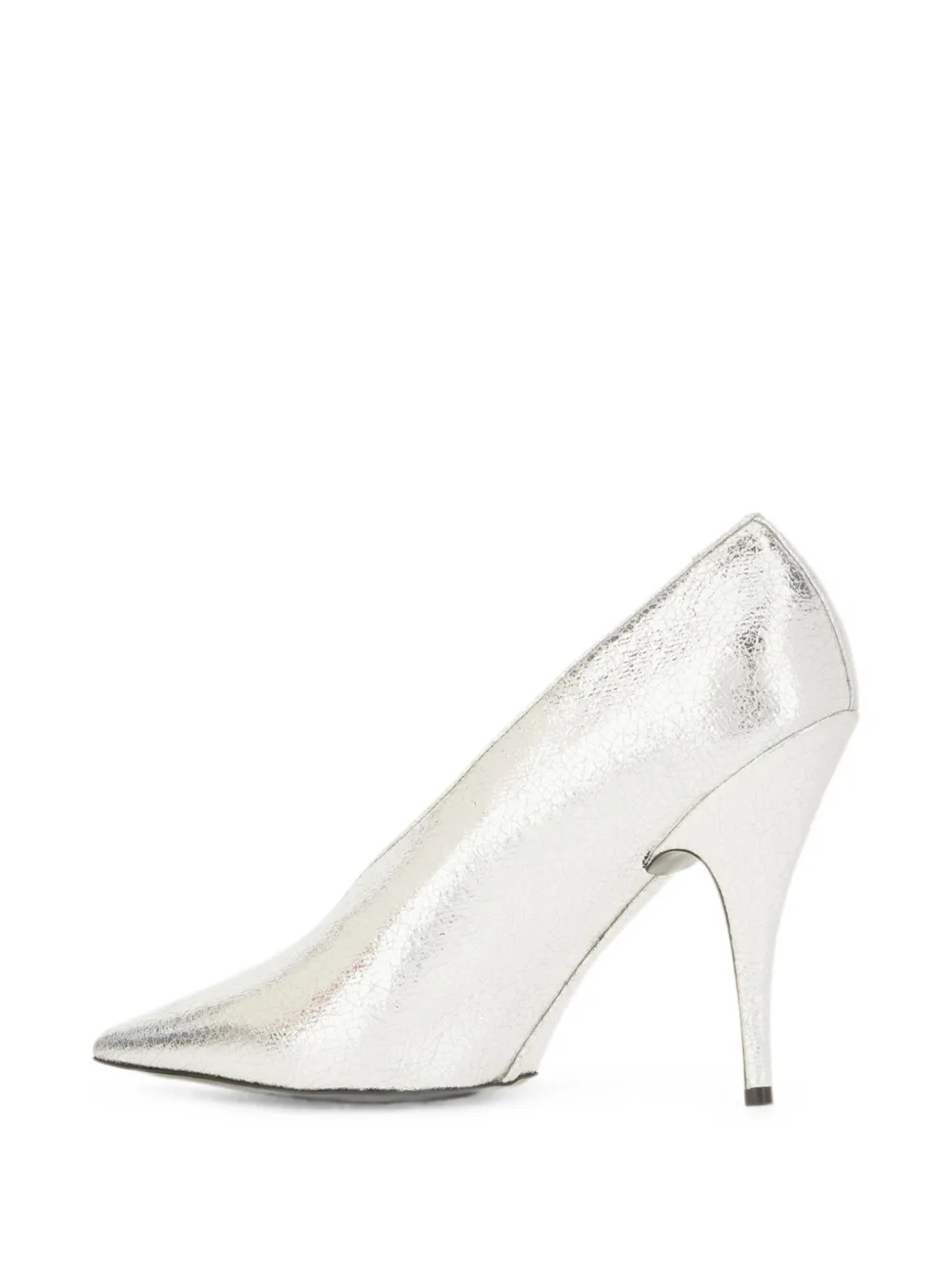 Stella McCartney cracked-effect pointed-toe pumps Zilver