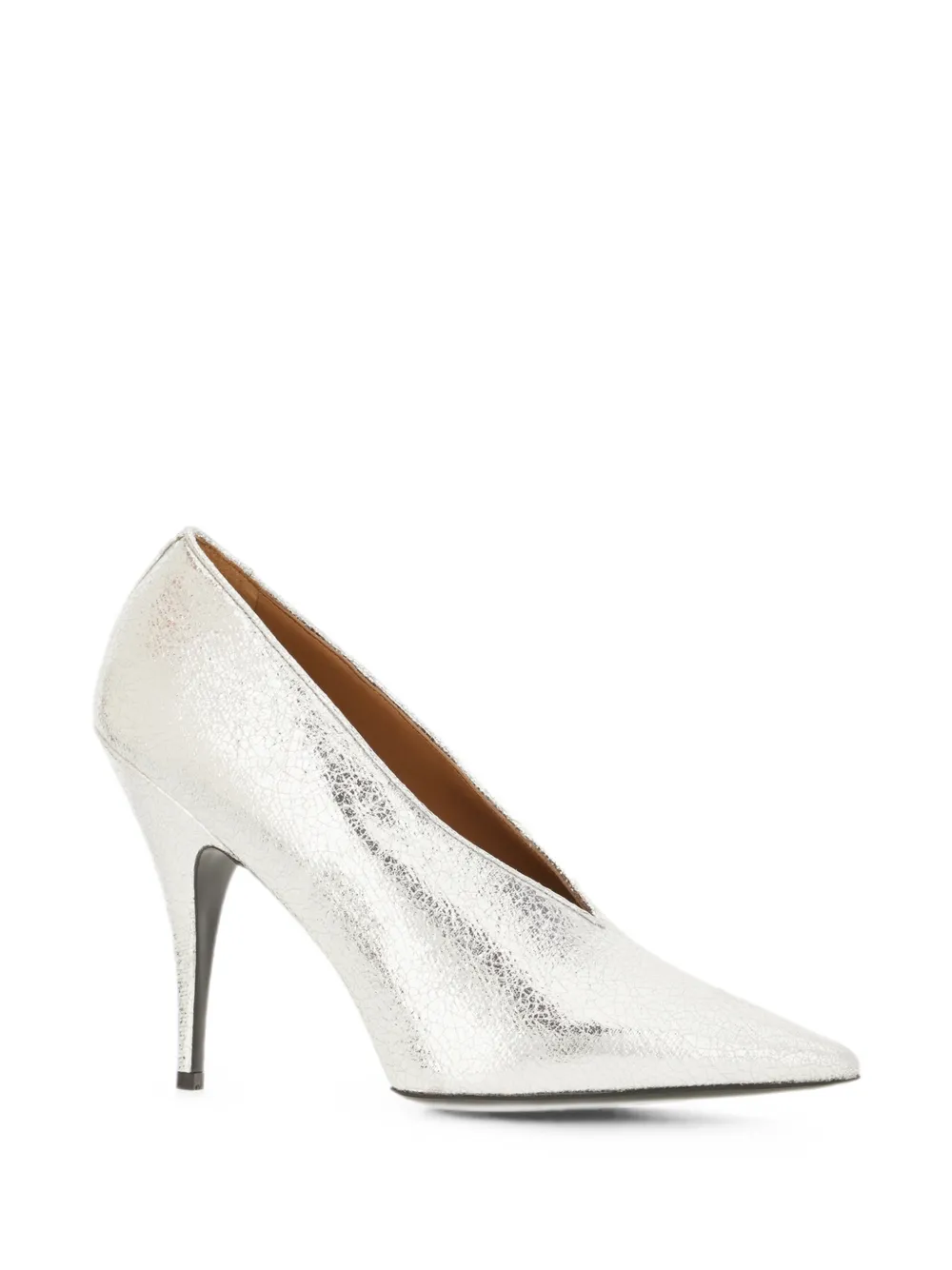Stella McCartney cracked-effect pointed-toe pumps Zilver