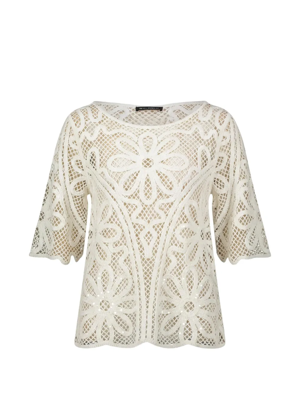 Betty Barclay floral-crochet scalloped-hem top - Bianco