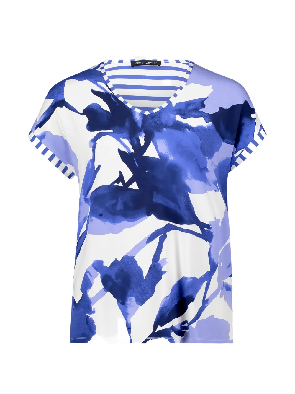 Betty Barclay floral-print striped-trim top - Blu