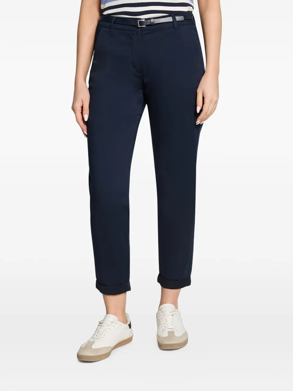 Betty Barclay Broek met ceintuur en omgeslagen pijpen Blauw
