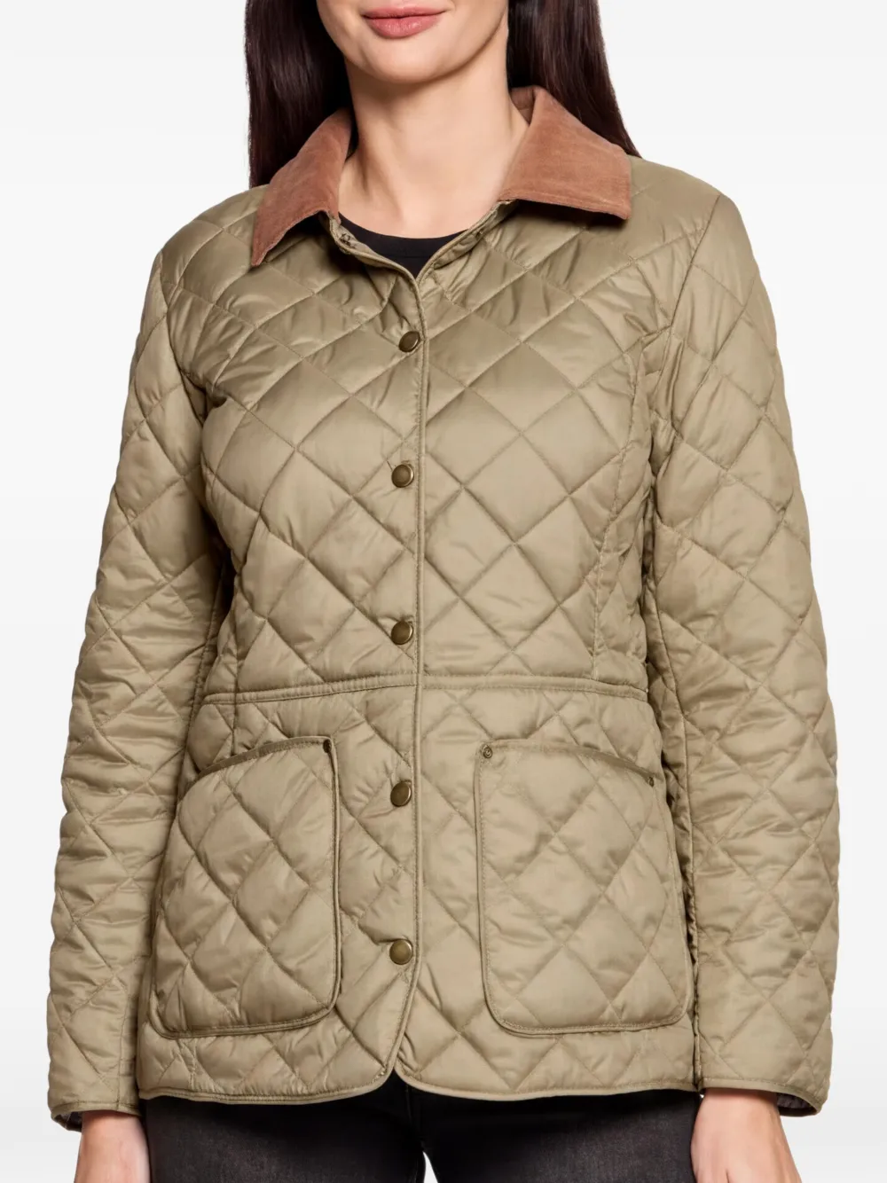 Betty Barclay quilted corduroy-collar jacket Groen
