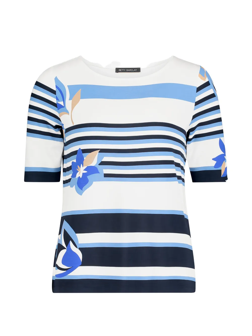 Betty Barclay floral-print striped T-shirt - Bianco