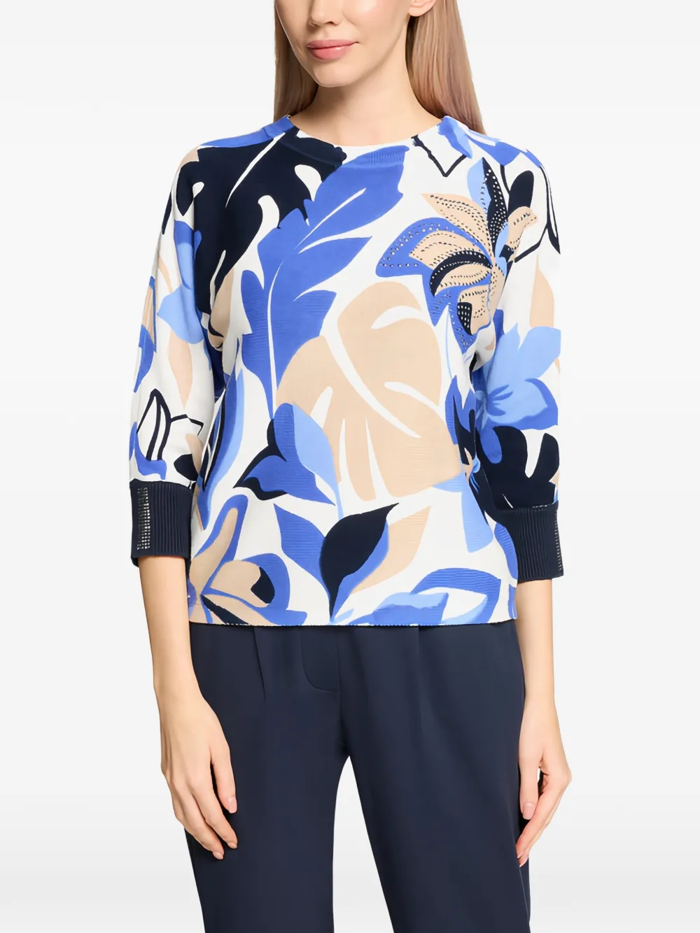 Betty Barclay Trui verfraaid met stras en bloemenprint Wit
