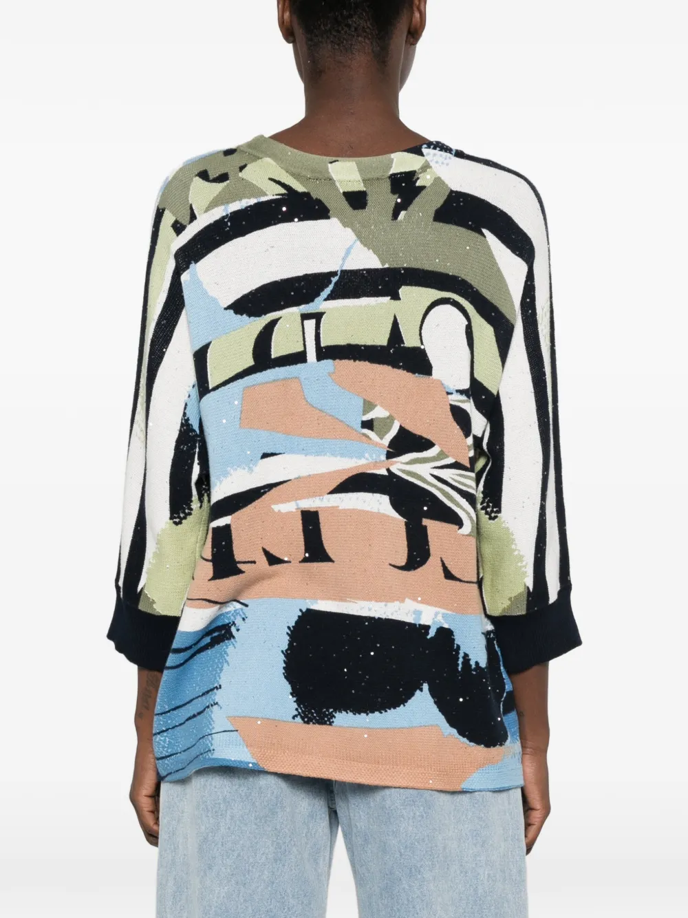 Betty Barclay Trui met abstracte print en driekwartmouwen Wit
