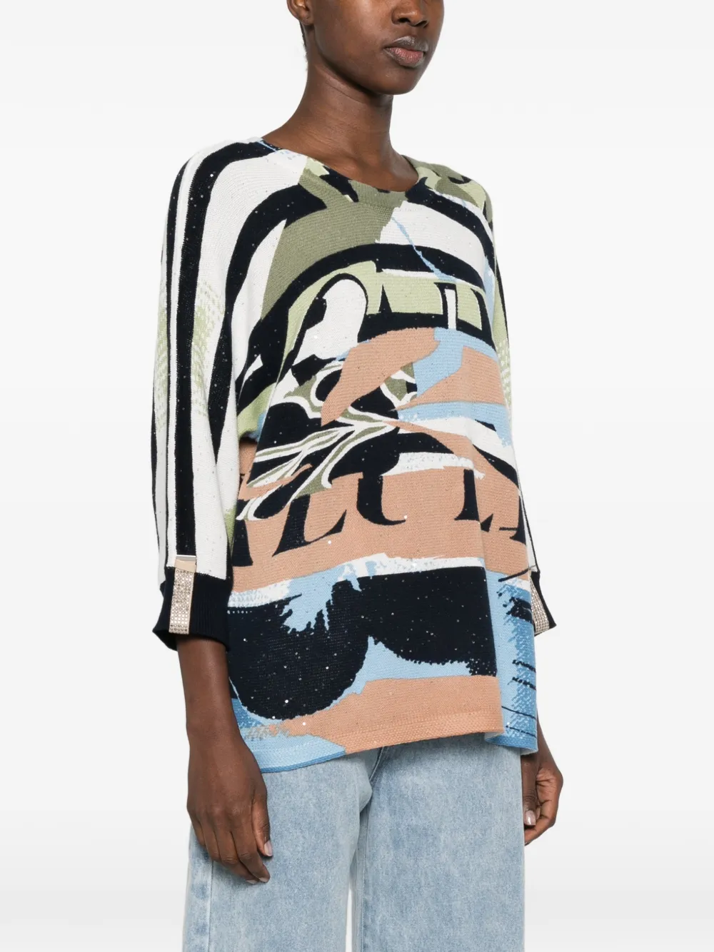 Betty Barclay Trui met abstracte print en driekwartmouwen Wit