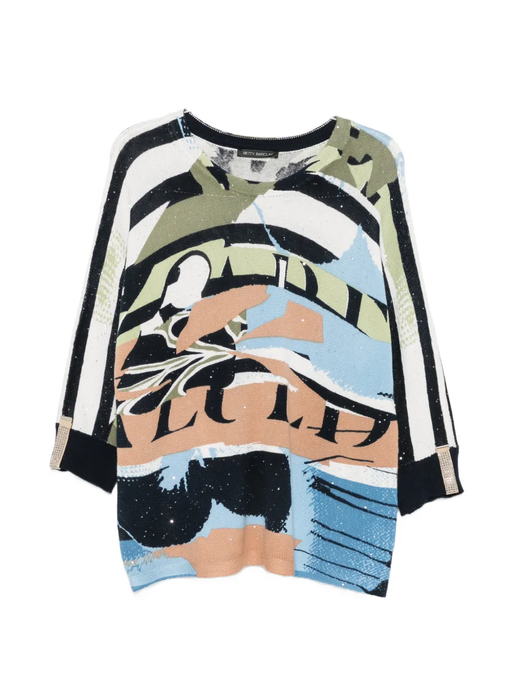 Betty Barclay abstract-print three-quarter sleeve sweater - Weiß