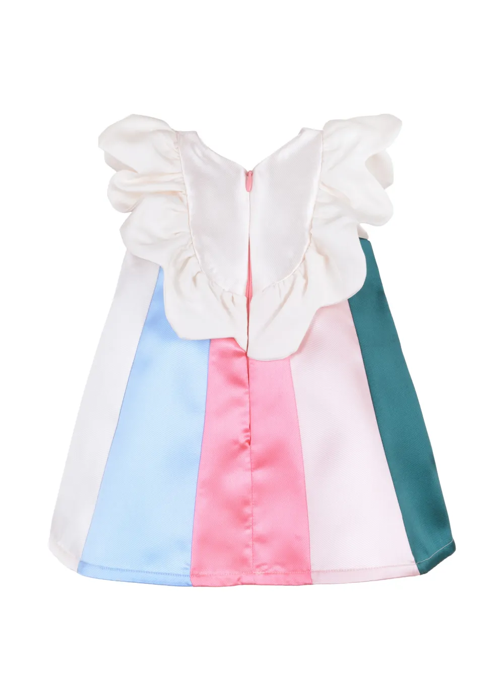 Hucklebones London Jurk met ruches en regenboogprint Beige