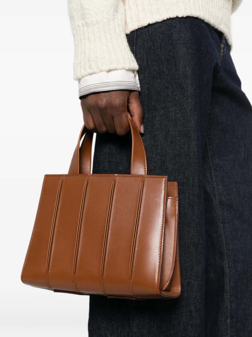 Max Mara Whitney leren shopper Bruin