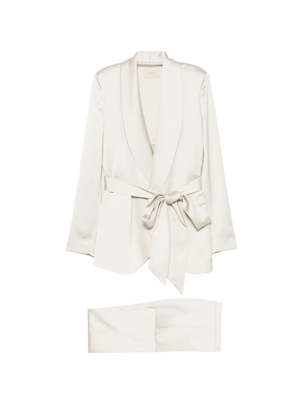 THE ARCHIVIA satin-finish belted dress - Nude