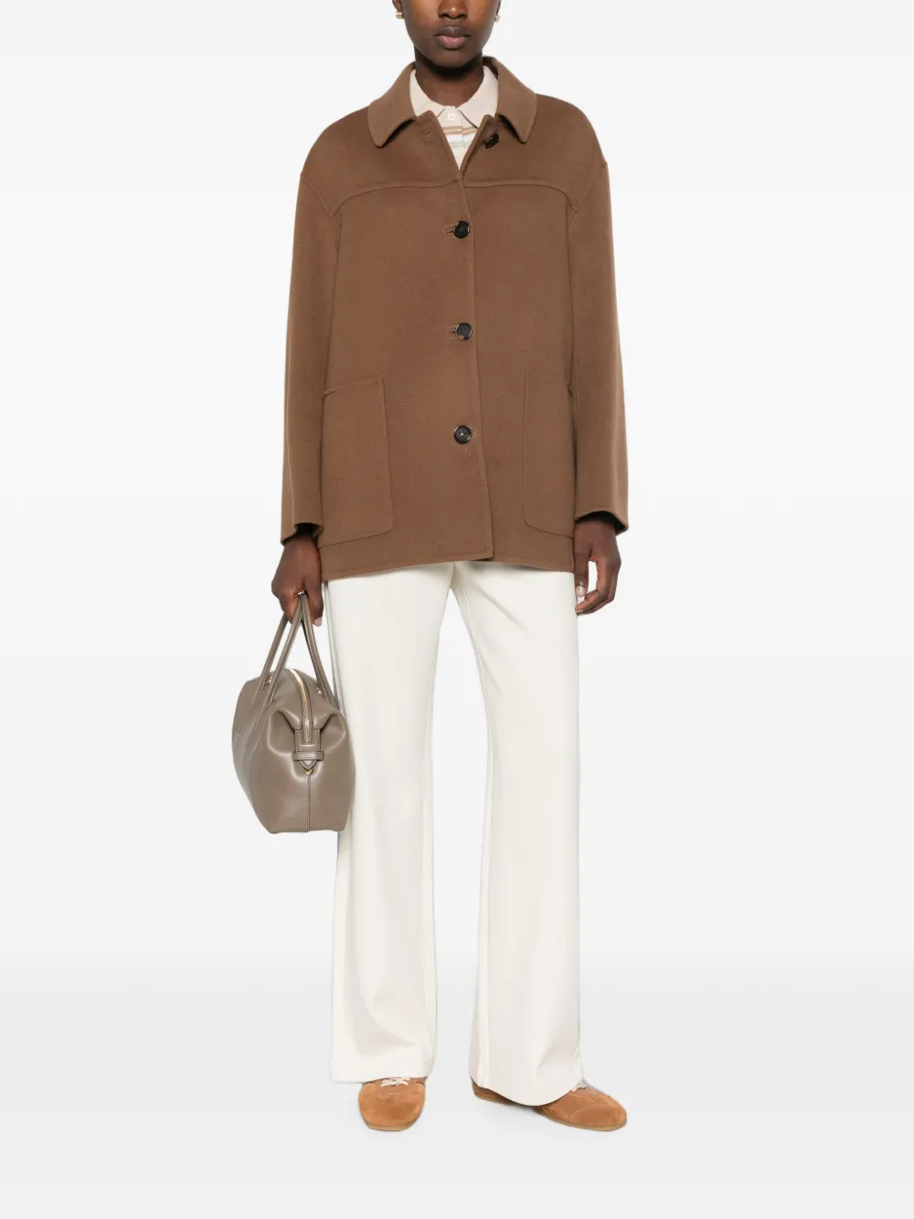 'S Max Mara Jack met opgestikte zak en knoopsluiting Bruin
