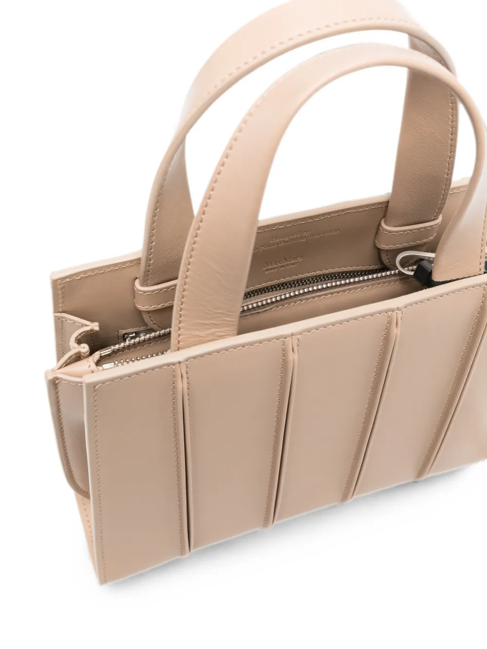 Max Mara Whitney leren shopper met vlakken Beige
