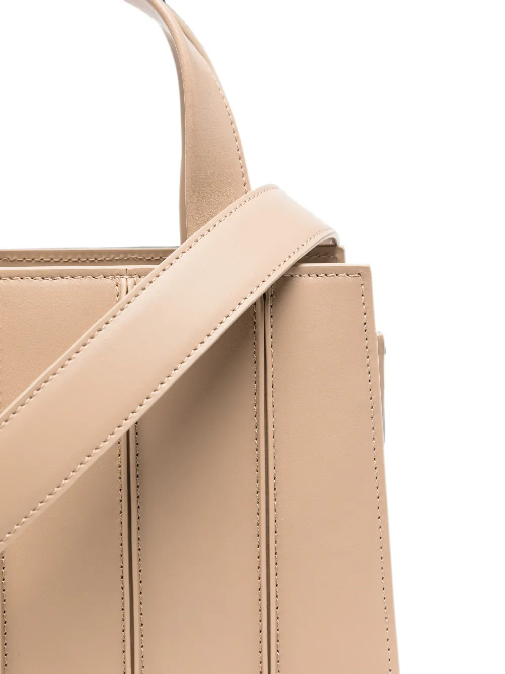 Max Mara Whitney leren shopper met vlakken Beige