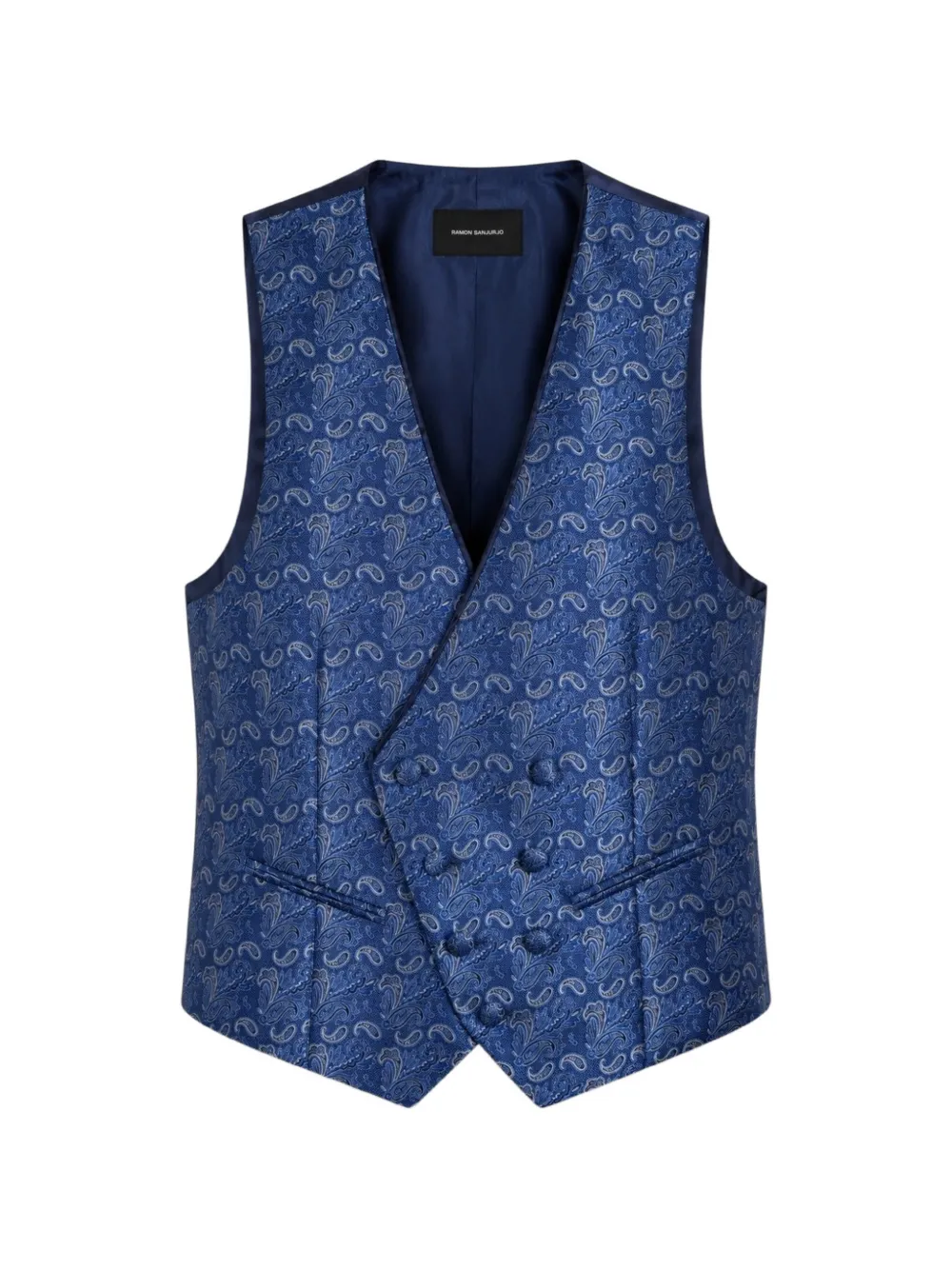 RAMON SANJURJO paisley-jacquard double-breasted waistcoat - Blue