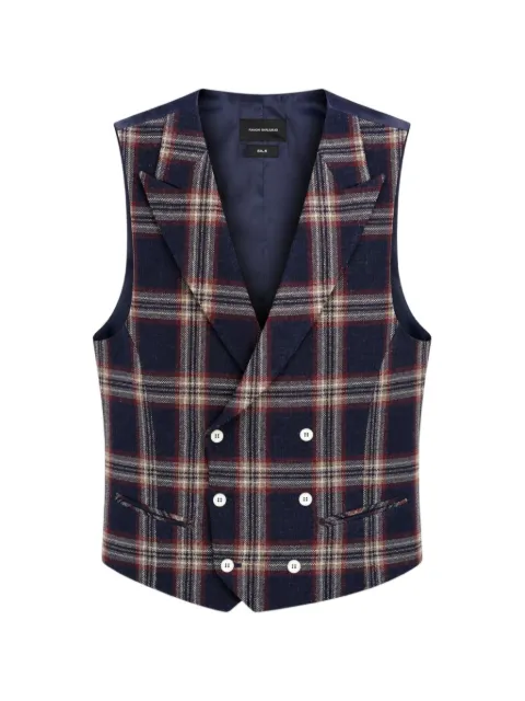 RAMON SANJURJO check-pattern double-breasted waistcoat