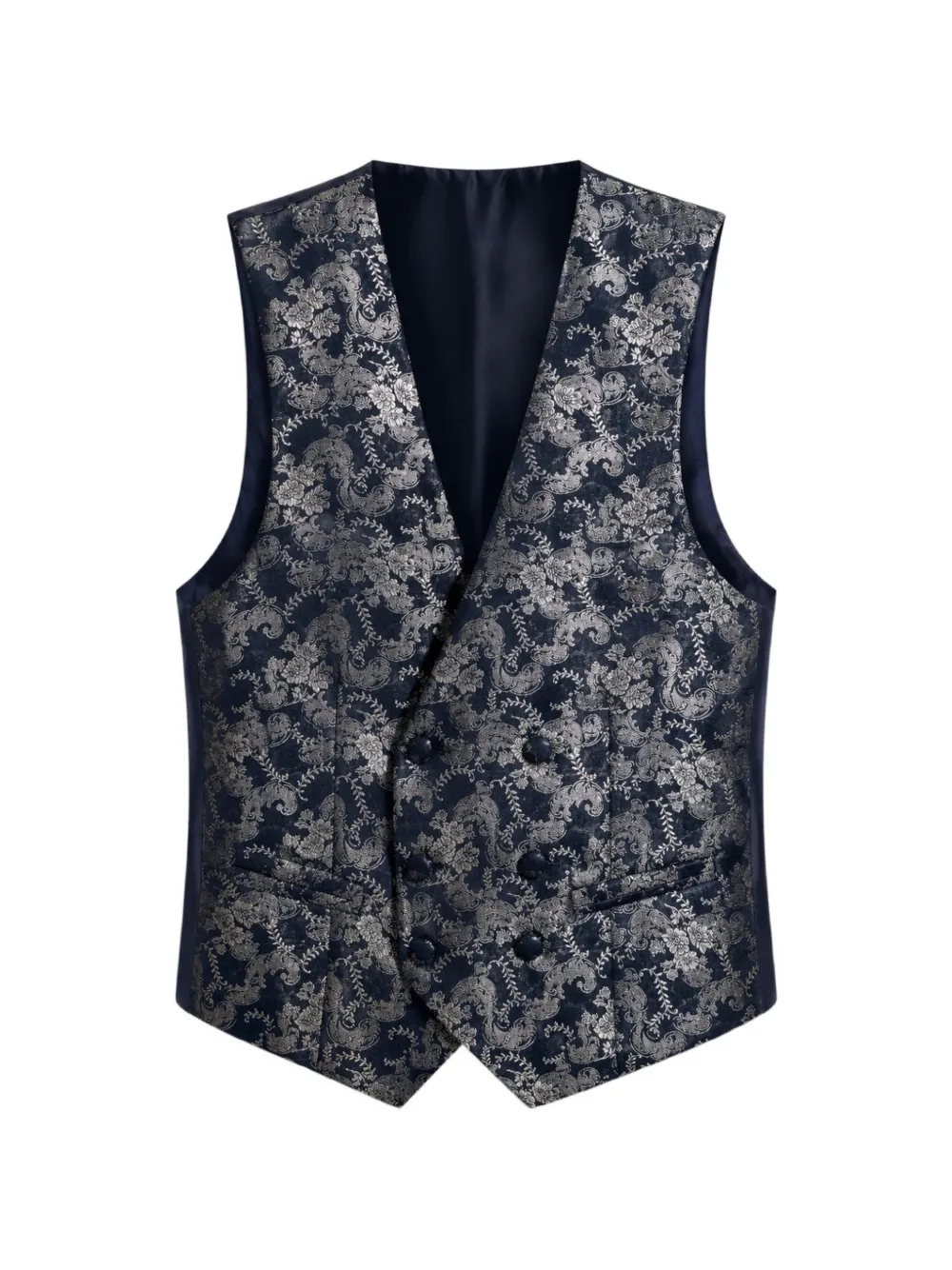 RAMON SANJURJO floral-jacquard double-breasted waistcoat - Blue