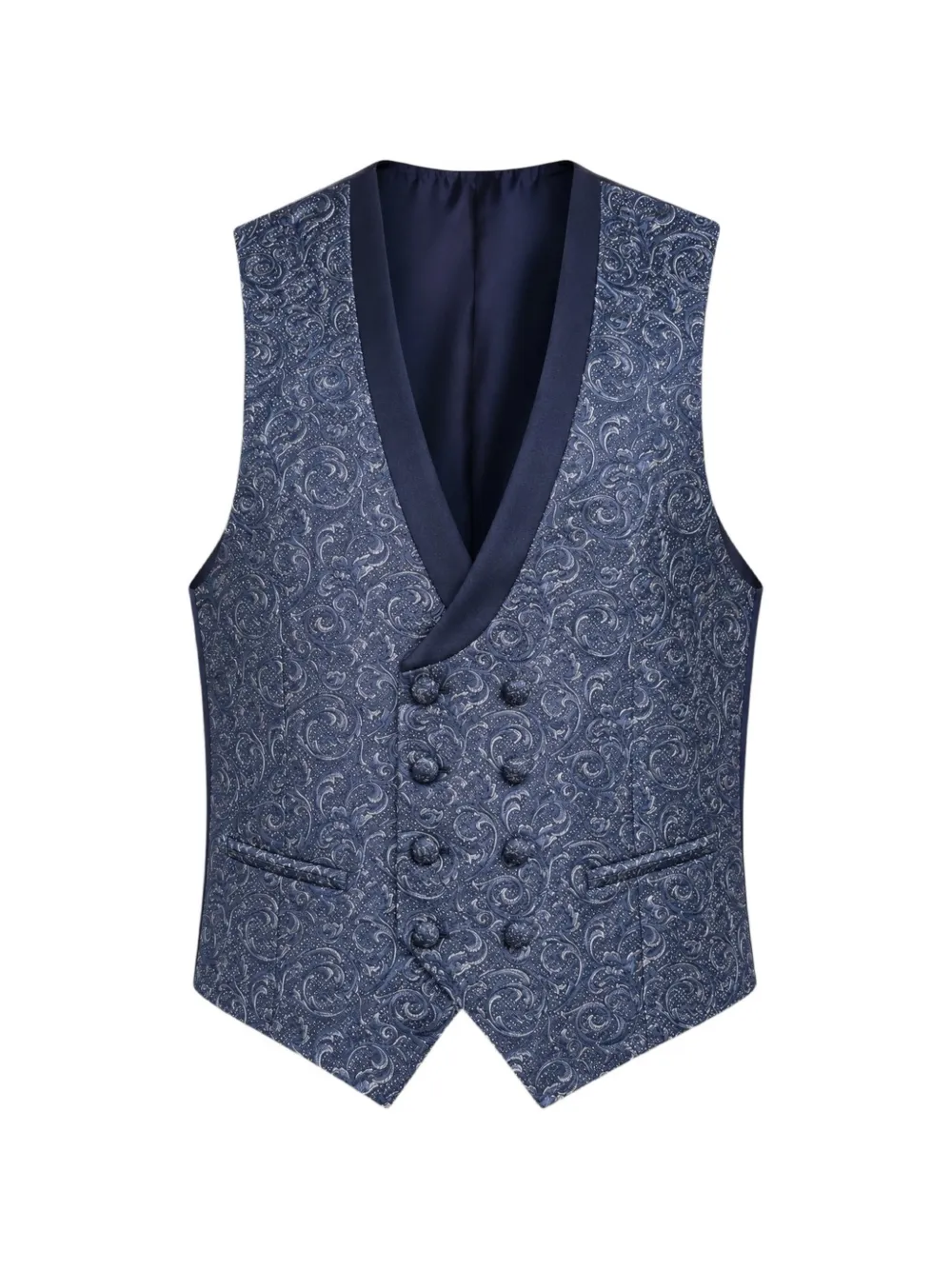 RAMON SANJURJO paisley-pattern double-breasted waistcoat - Blue