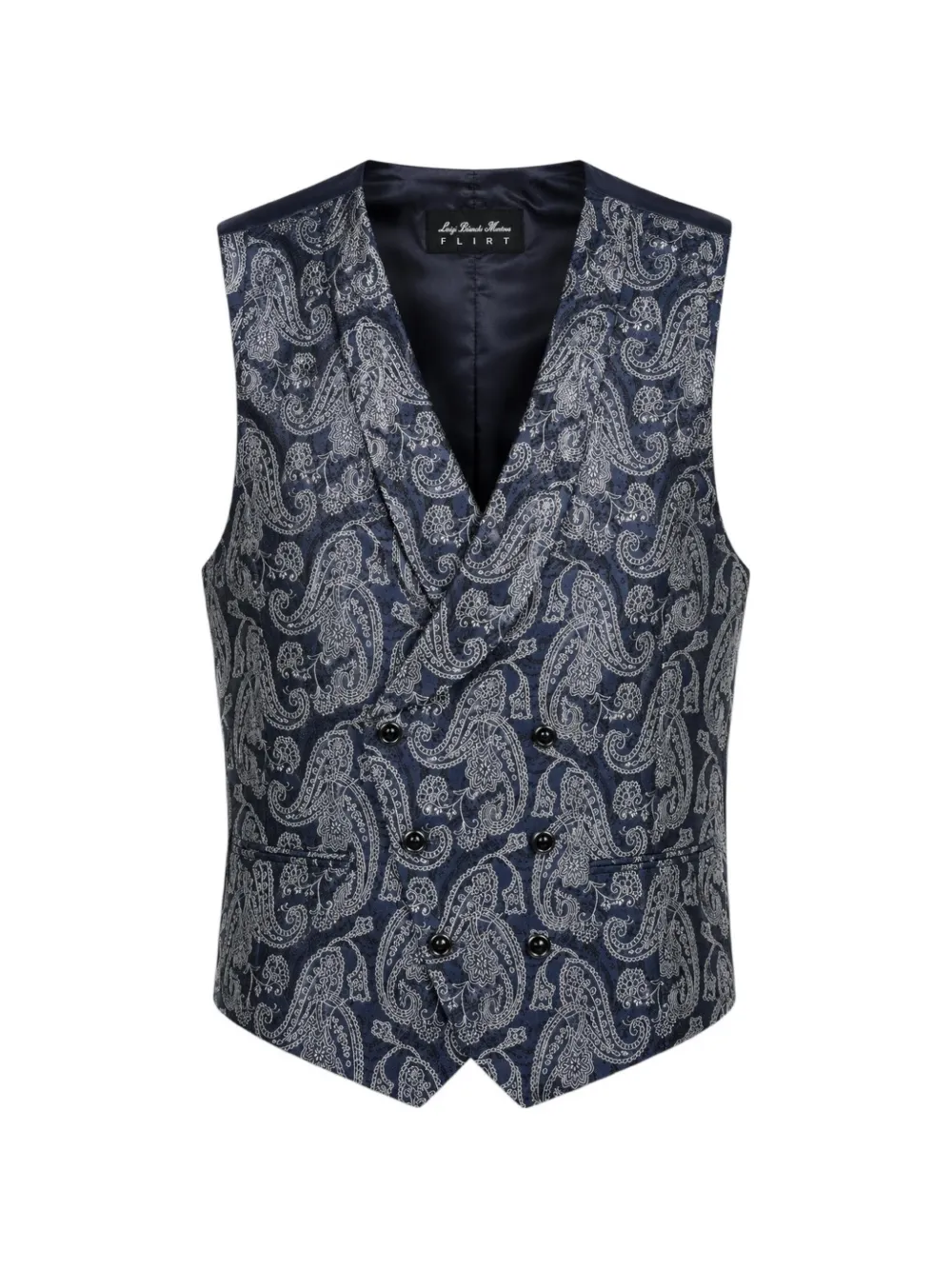 LUIGI BIANCHI MANTOVA paisley-print double-breasted waistcoat - Blu