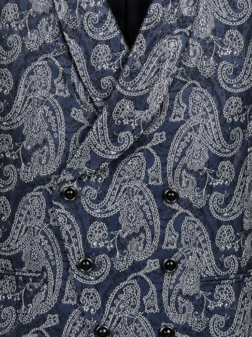 LUIGI BIANCHI MANTOVA Gilet met dubbele rij knopen en paisley-print Blauw