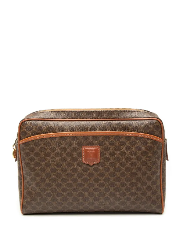 Celine Pre-owned 2008 Macadam Coated Canvas Clutch Bag in Brown