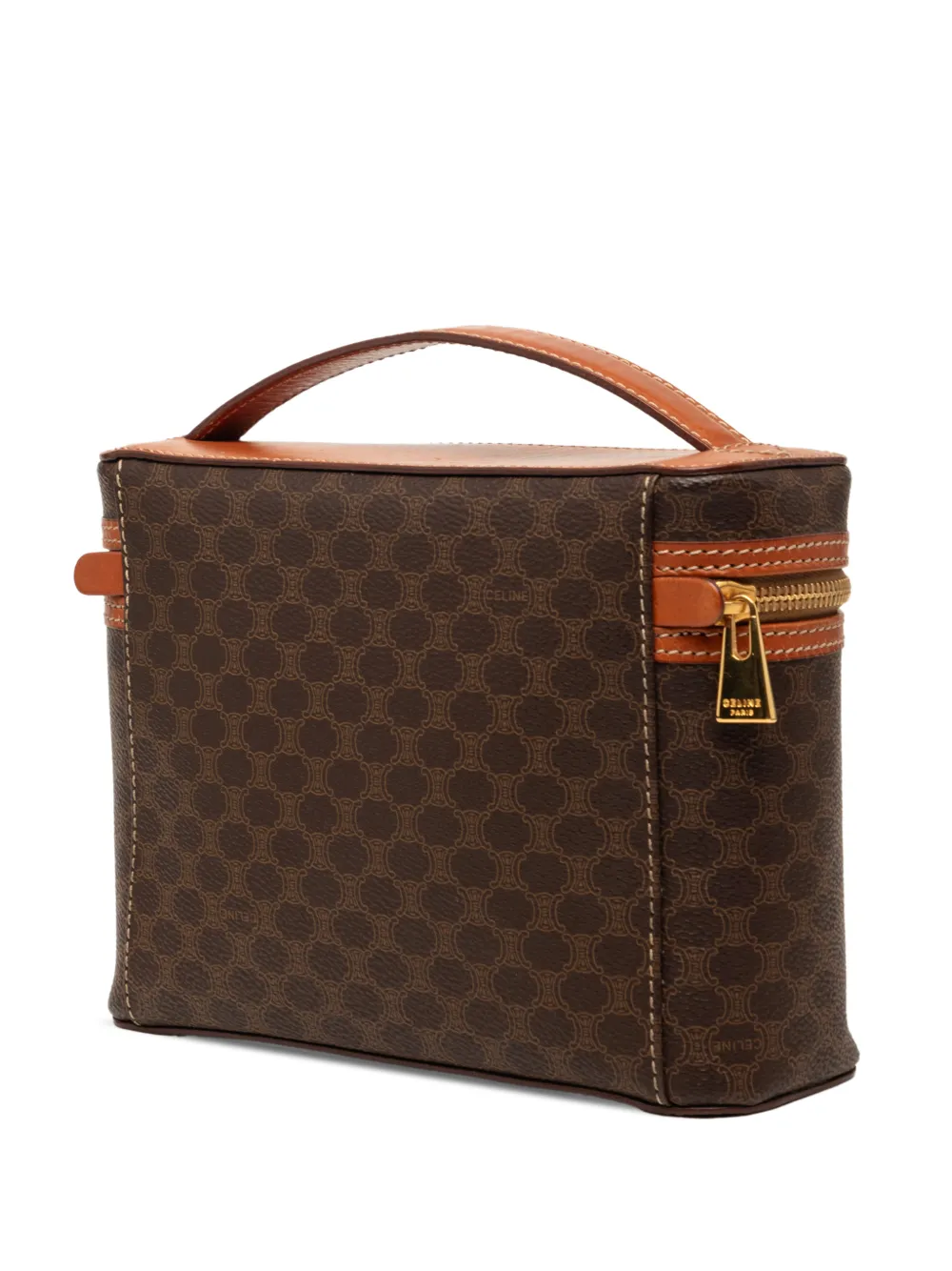 Celine Pre-owned 1995 Macadam Coated Canvas Vanity Bag in Brown, view 3