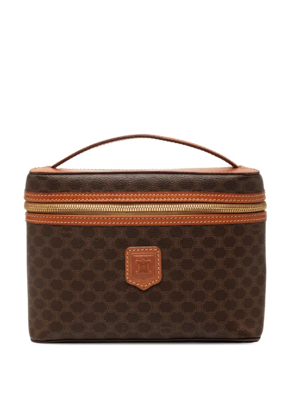 Celine Pre-owned 1995 Macadam Coated Canvas Vanity Bag in Brown