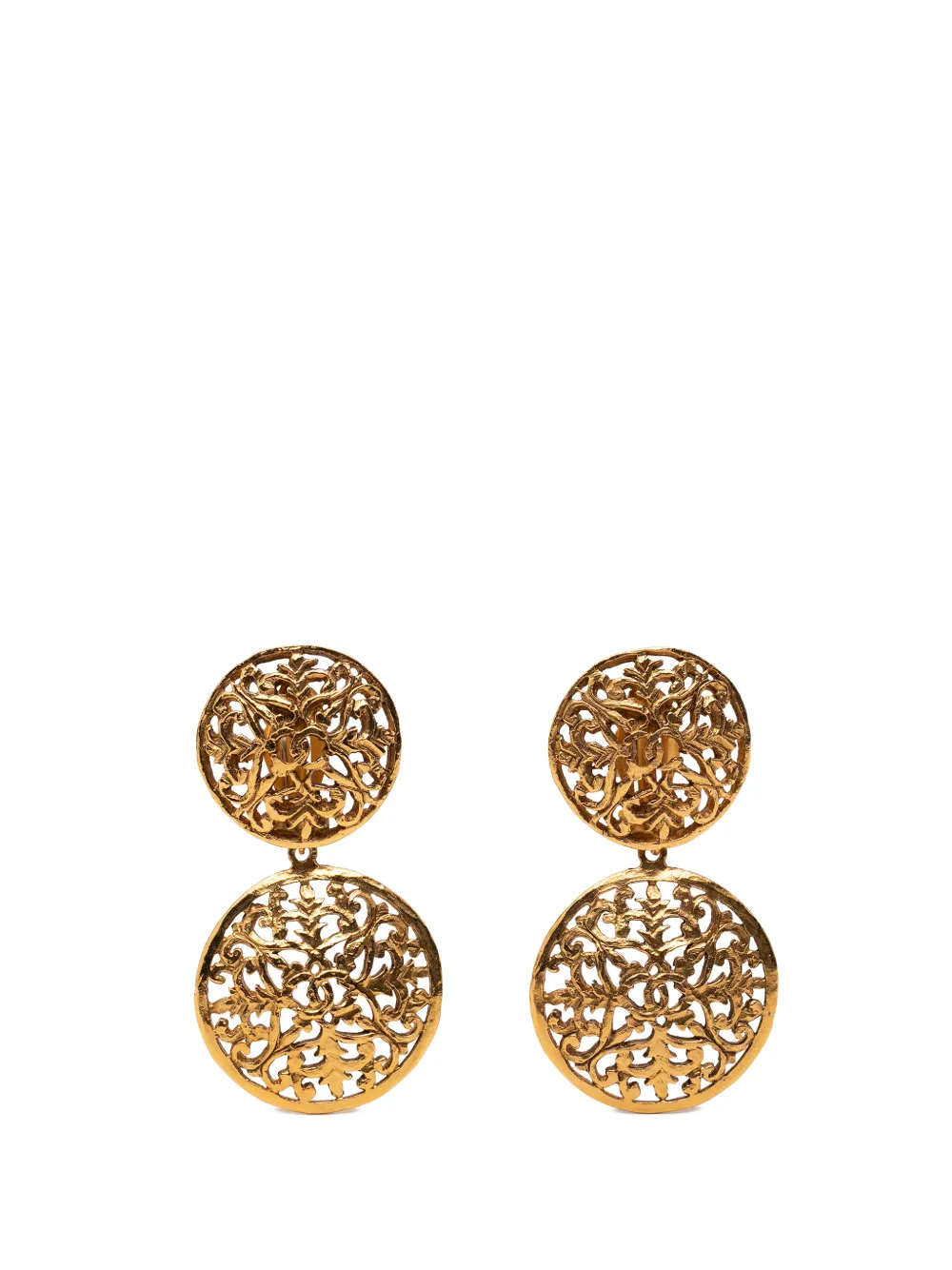 CHANEL Pre-Owned 1980-1990 vergoldete Filigree Double Orbs Ohrclips an Ohrringen