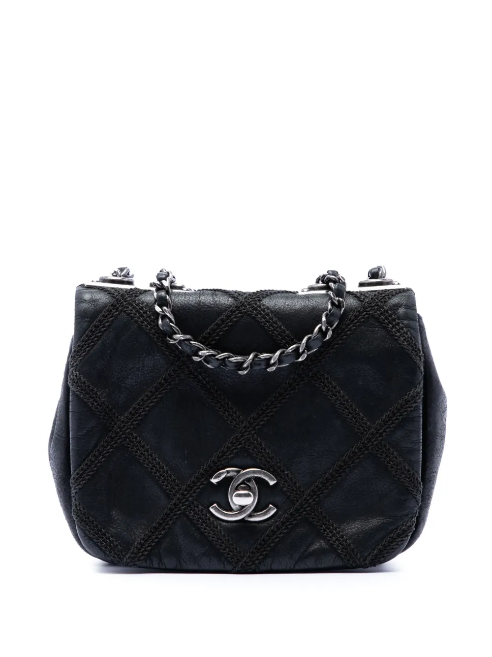 CHANEL Pre-Owned 2012-2013 Mini CC Iridescent Calfskin Diamond Stitch Flap crossbody bag - Nero