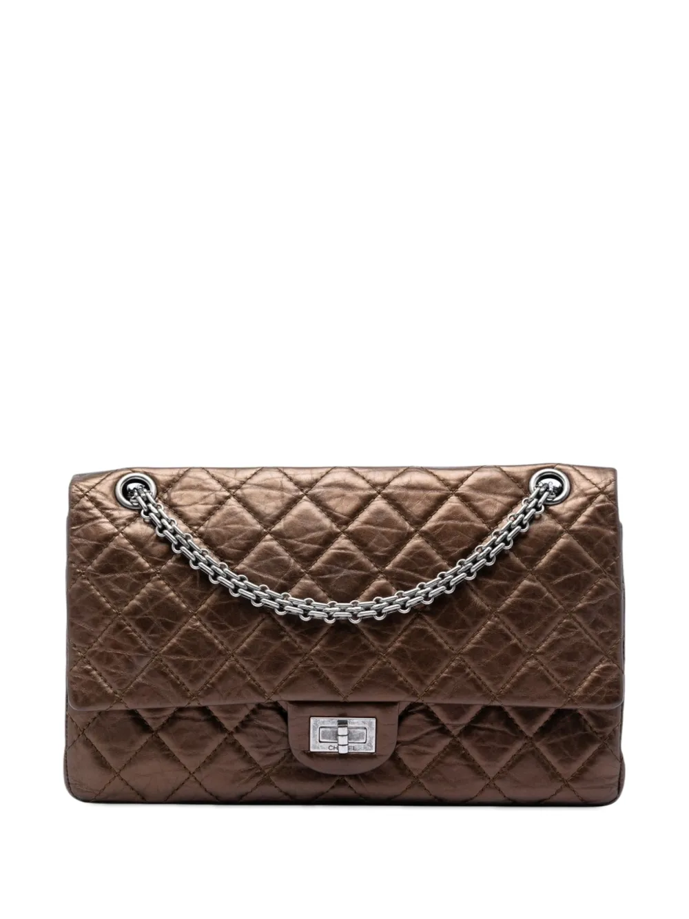 CHANEL Pre-Owned 2008-2009 Quilted Metallic Aged Calfskin Reissue 2.55 Double Flap 226 shoulder bag - Marrone