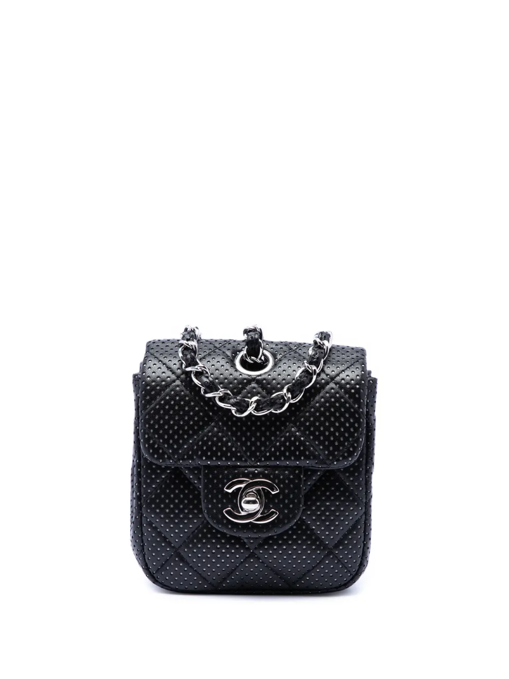 CHANEL Pre-Owned 2006-2008 Mini CC Quilted Perforated Lambskin Flap crossbody bag - Nero