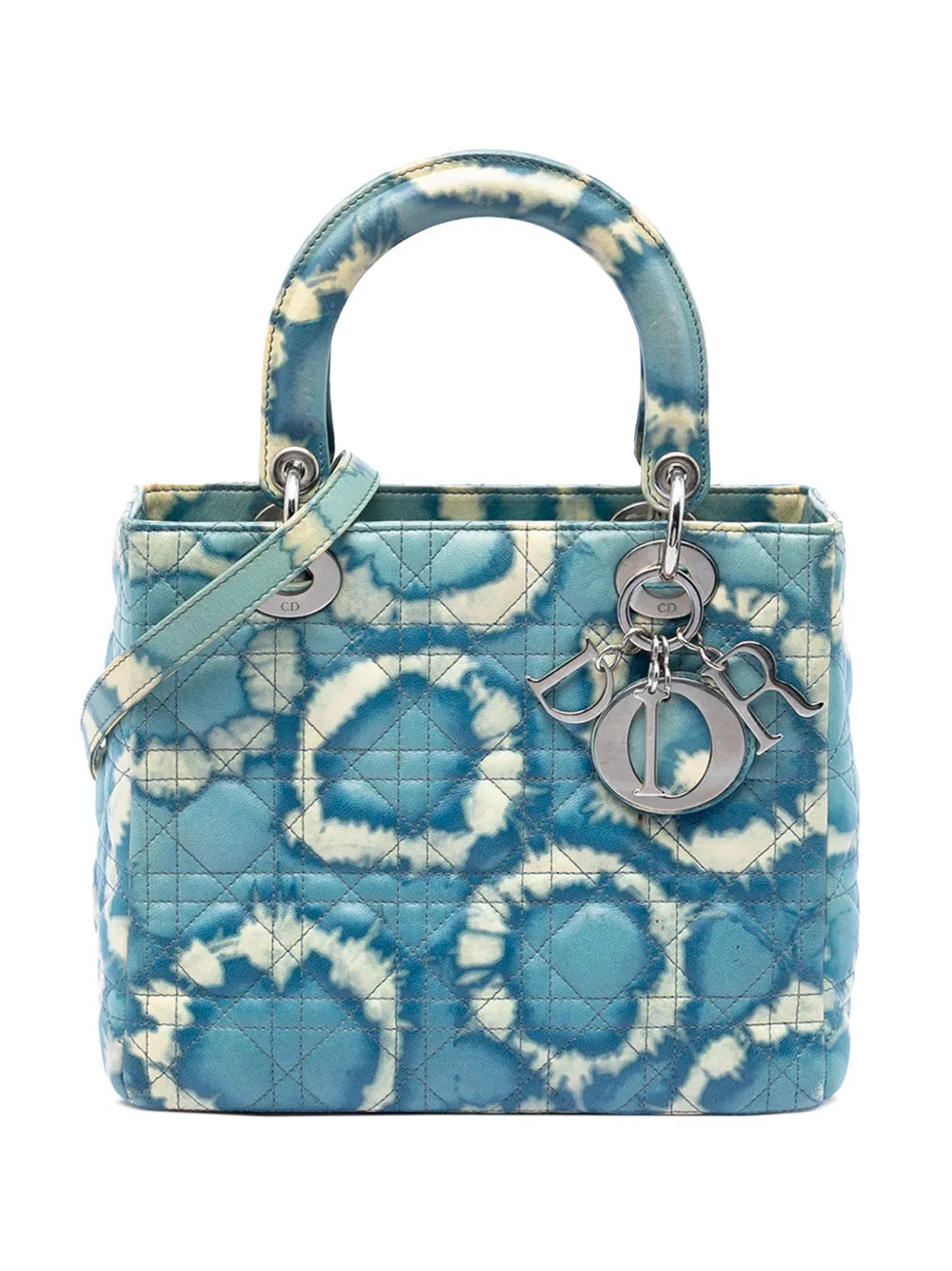 Christian Dior Pre-Owned 2011 Medium Calfskin Tie Dye Print Lady Dior satchel - Blu