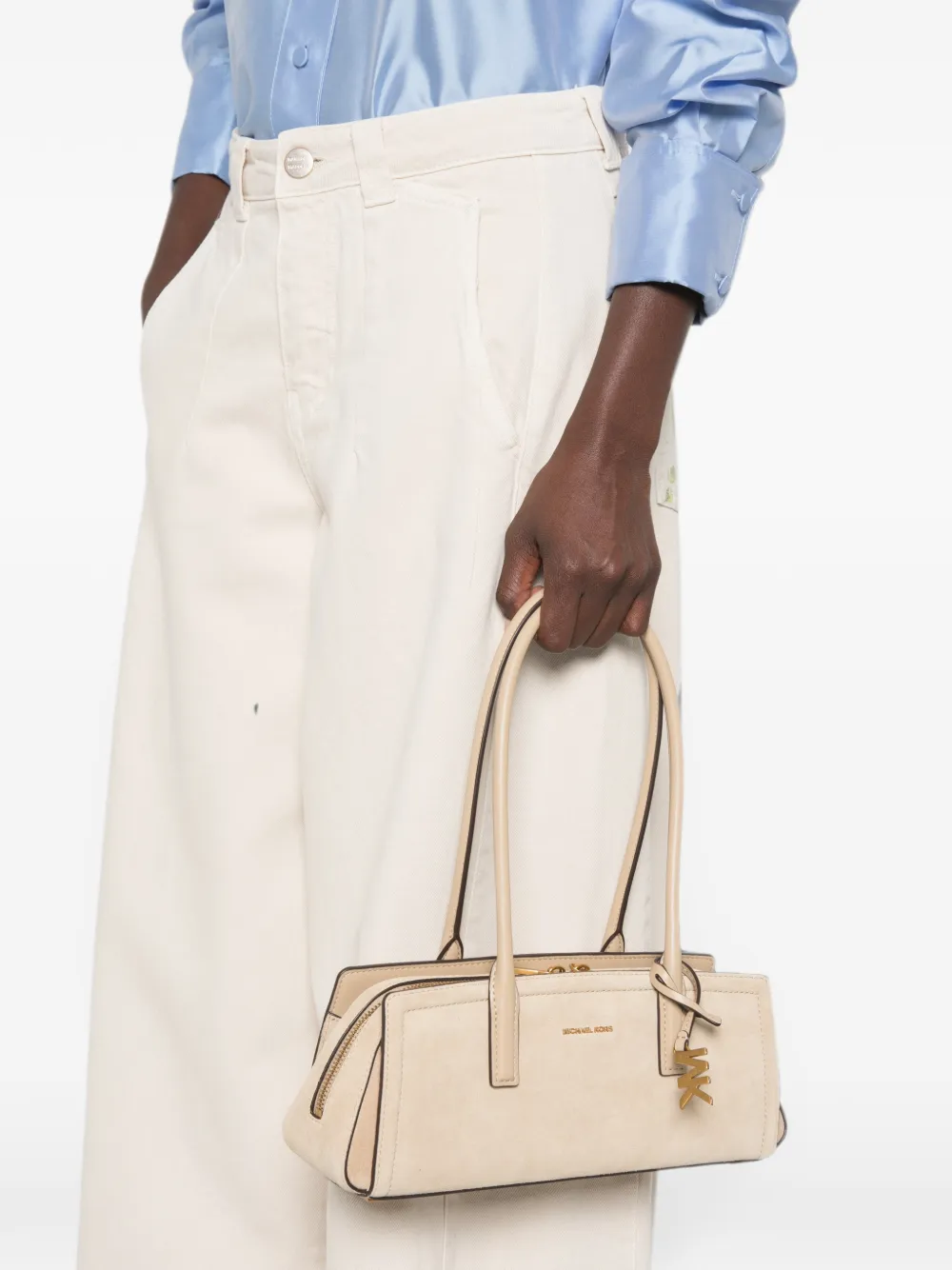 Michael Kors Laila schoudertas met logoplakkaat Beige