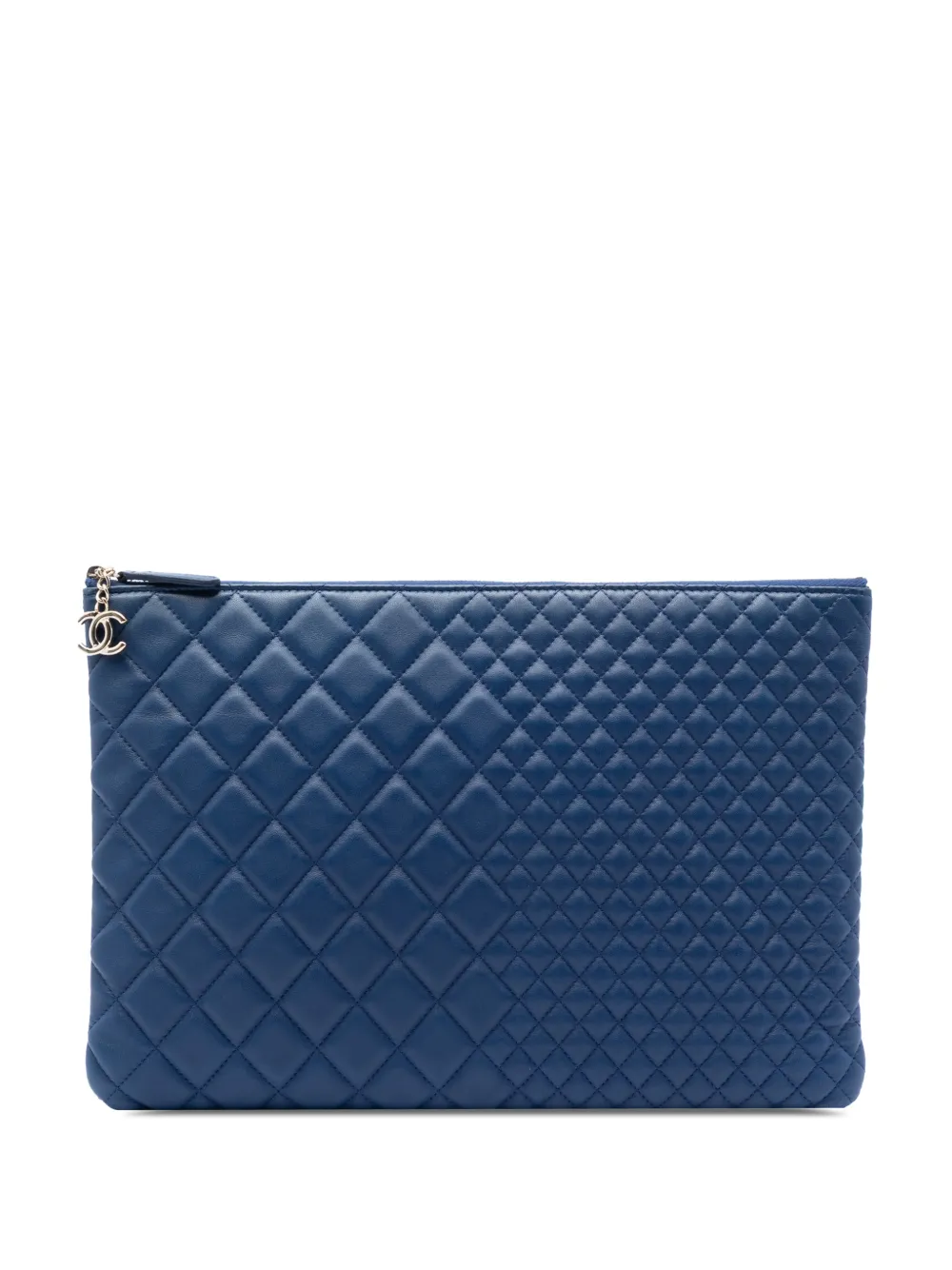 CHANEL Pre-Owned 2016-2017 Large Bi Quilted Lambskin O Case clutch bag - Blue
